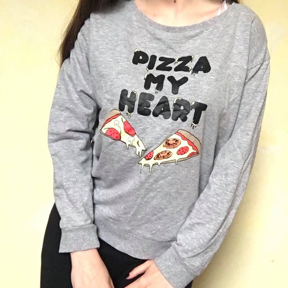 Divided Tops - Grey ''Pizza My Heart'' Sweatshirt